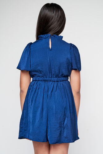 Stargazing Solid Flared Dress, Navy Blue, image 5